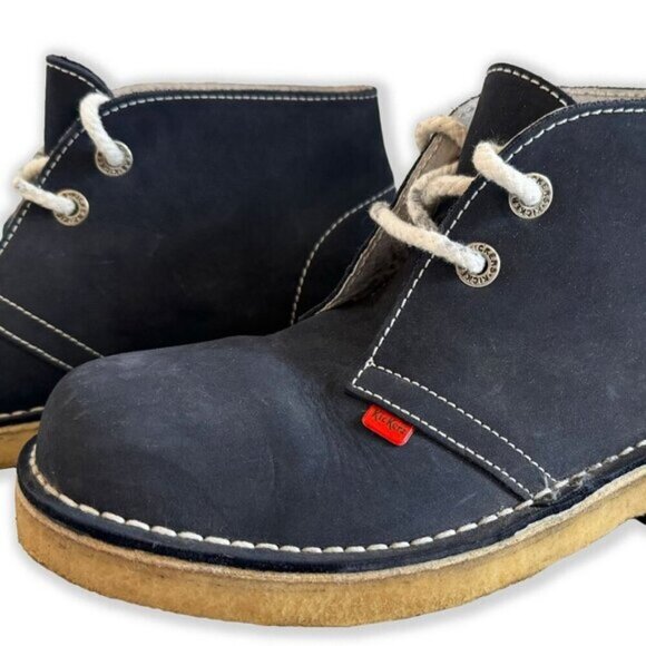 Kickers Navy Blue Nubuck Leather Ankle Desert Boots Back to School Fall Shoes - Picture 6 of 10
